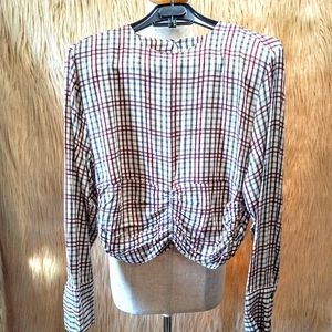 ZARA Long Sleeve Ruched Cropped Blouse